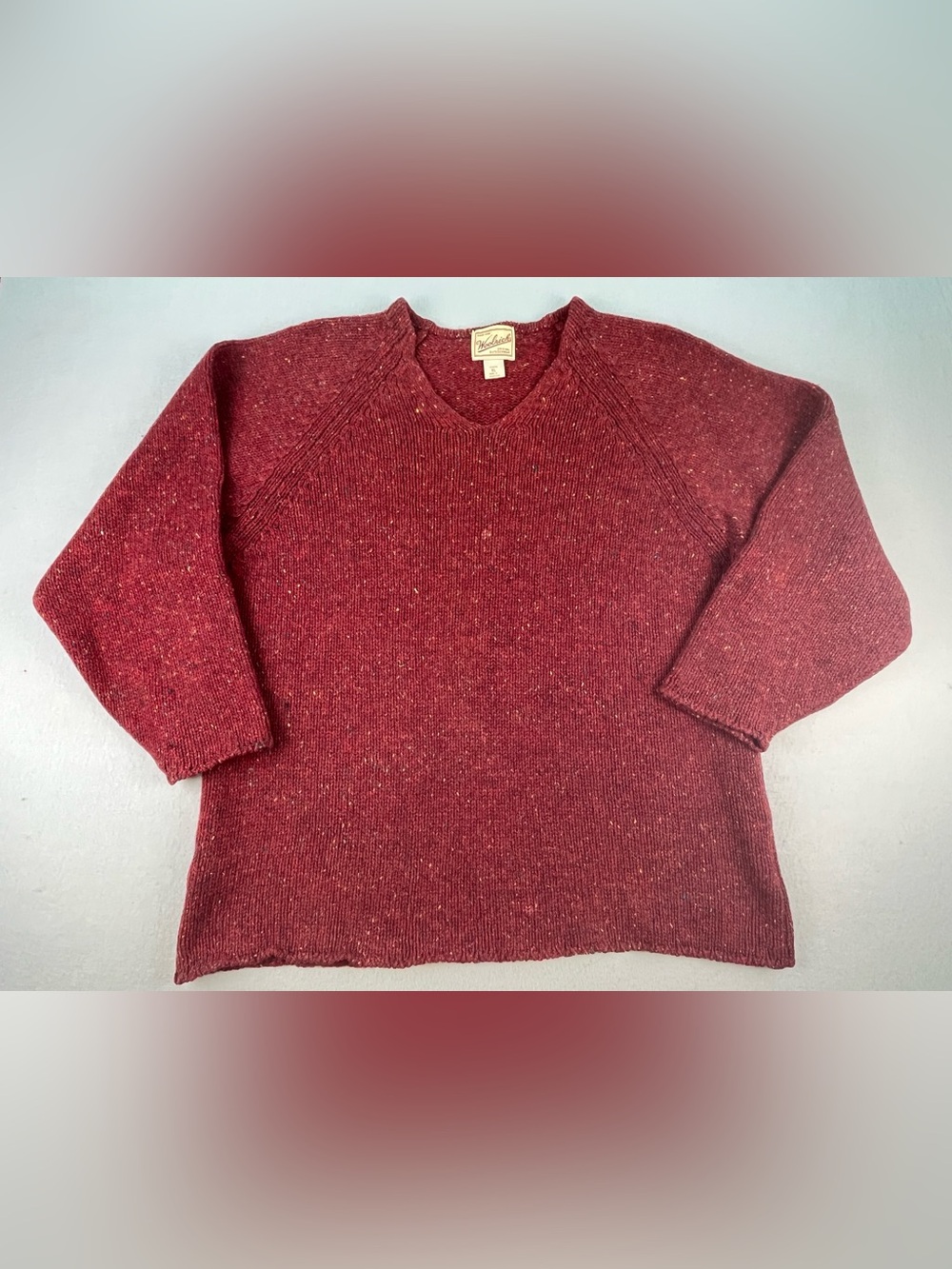 Vtg Woolrich Sweater Womens Large Red 100% Wool Speckled Pullover Casual Work